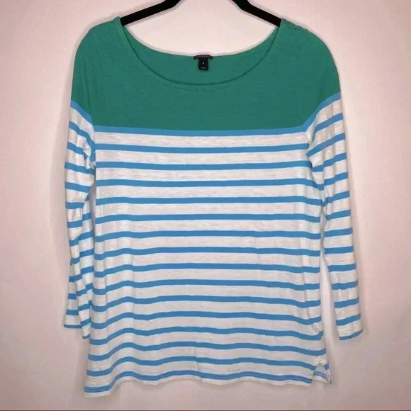 💃🏻EUC J Crew Colorblock & Striped 3/4 Sleeve Top - Picture 1 of 9
